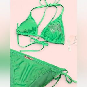 Juicy Couture Green Bikini with Rhinestone Butterfly & Charm - Large